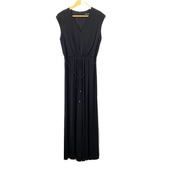 Catherine Malandrino Women's Medium Wide Leg Jumpsuit V Neck Sleeveless Black - Picture 3 of 11